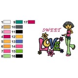 Dora Sweet Love Poster Embroidery Design